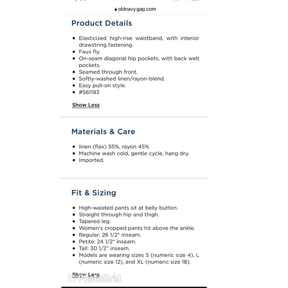 Old Navy High-Waisted Cropped Linen-Blend Tapered Pants in Flax Linen M - Picture 6 of 8